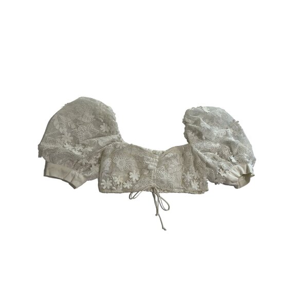 For Love & Lemons Crochet Daisy Crop Top in Ivory - Picture 1 of 5